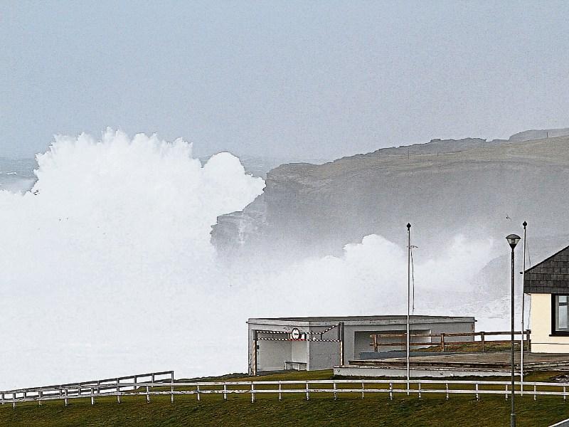 Waves in Kilkee during a storm in February of last year. Clare authorities are warning the public to avoid coastal locations Picture: Press 22