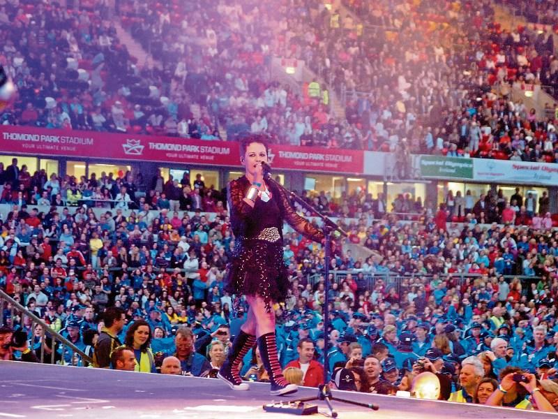 Dolores O'Riordan performing in Thomond Park for the Special Olympics Ireland opening ceremony