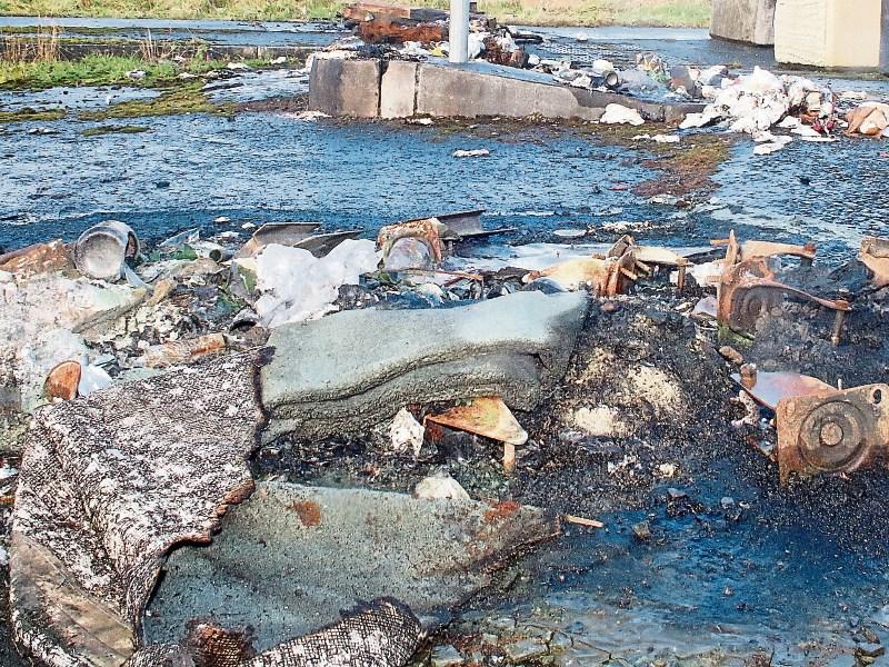 Some litter allegedly left behind by families on a site just off the Dock Road Picture: Michael Cowhey