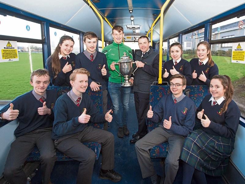 Limerick hurling star Tom Morrissey and Pat Donnelly, U-21 manager visited St John the Baptist Community School to promote Bus Éireann’s Go Places competition