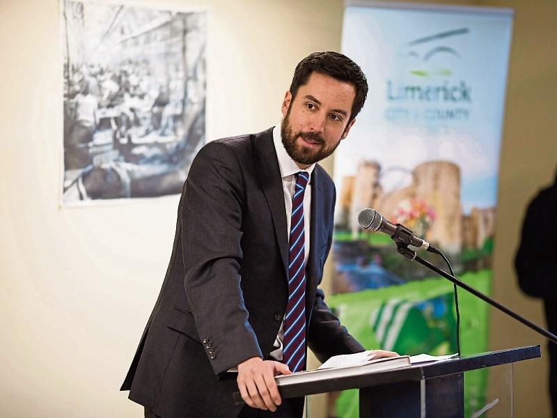 Housing Minister Eoghan Murphy speaking at the opening of the new Lord Edward Street housing development