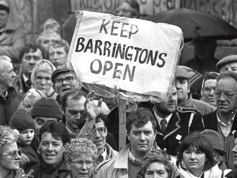 Despite major public protests, Barringtons Hospital closed in 1988 after 160 years 