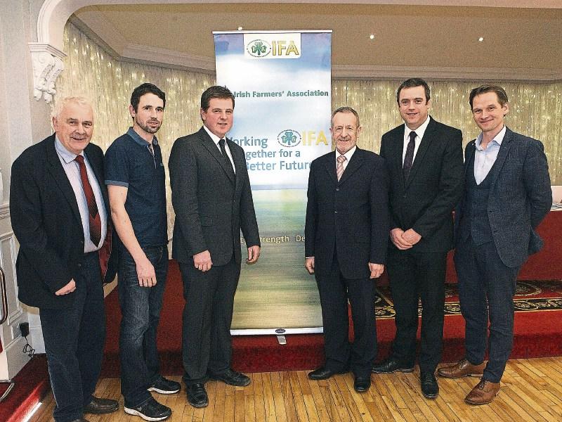 Tom Hogan, chairman of IFA national pigs committee; John Paul Riordan, Limerick IFA  secretary; Shay Galvin, IFA chairman; Sean Kelly, MEP; Denis Griffin, IFA development officer and Aidan Gleeson, 