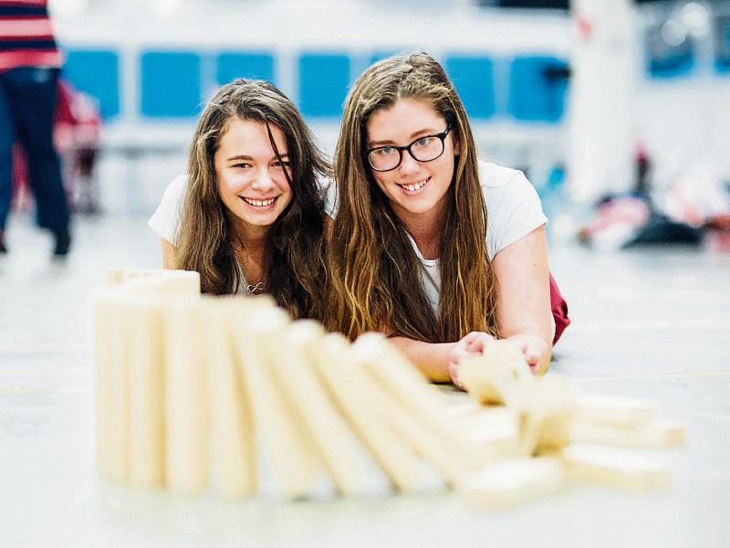 Anna Doru and Rachel Corbett from Monaleen NS at the Dell Vex Robotics semi-finals Picture: Brian Arthur