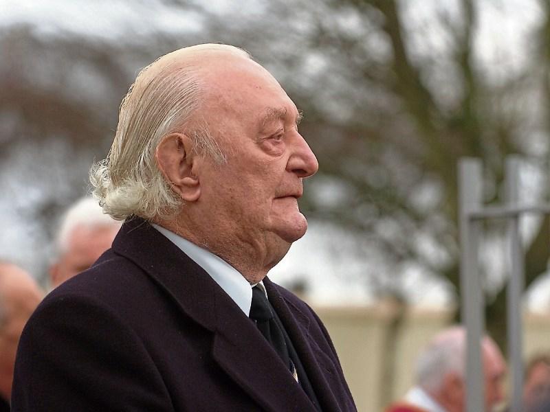 The late Tom English at the funeral of his great friend Jack Bourke in 2012