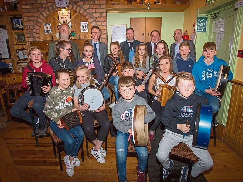 A group of local musicians were pictured with councillors Jerome Scanlan, Adam Teskey and Michael Collins as well as Minister Patrick O'Donovan and Tom Neville TD at the launch Picture: Marie Keating
