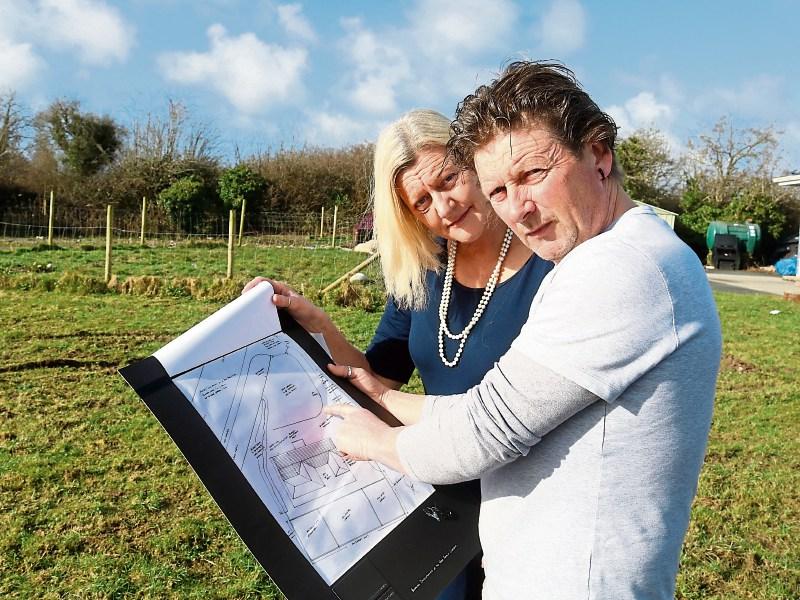Marie O&rsquo;Keeffe and Des Kingston look over the plans for their Garden of Hope in memory of Marie&rsquo;s husband, Willie Nash