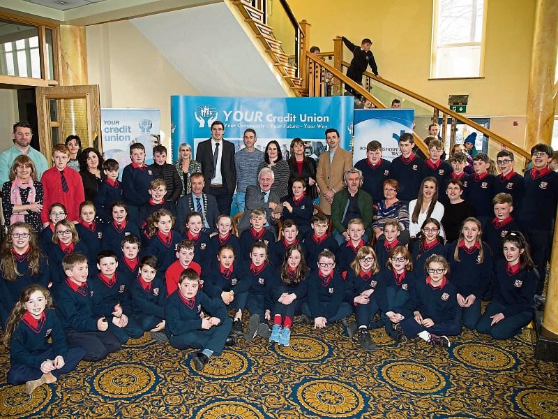 Lights, camera, action! Caherline National School pupils and staff accept their second place prize in the Take my Hand Donal Walsh short film competition in Tralee 