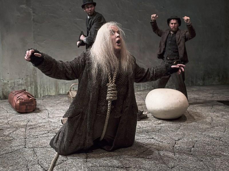 Garrett Lombard as Lucky in Waiting for Godot with Marty Rea and Aaron Monaghan, which runs in the Lime Tree until Saturday