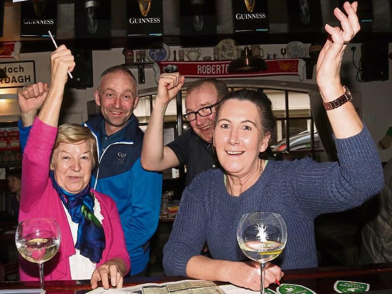 Enjoying  Cheltenham  in Whelan’s Bar Maiden St, Newcastle West were Pauline, Brian and Gearoid Whelan with Jackie Long