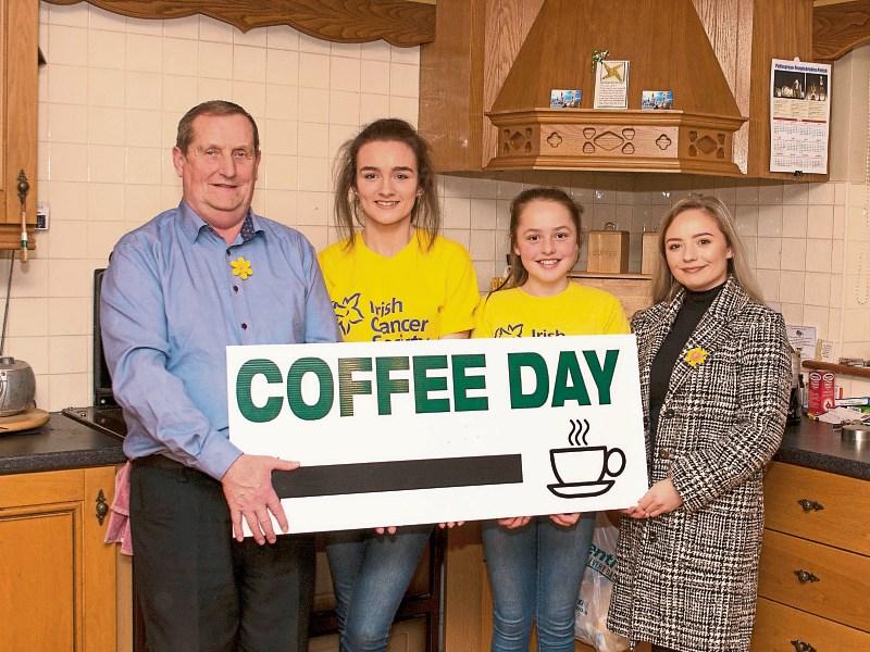 Full of beans: Mike O’Donoghue, Tara Campbell, Sarah Dillon and Saoirse Corbett host a coffee ‘morning’ this Friday, March 23 in Pallasgreen Picture: Mike O’Riordan