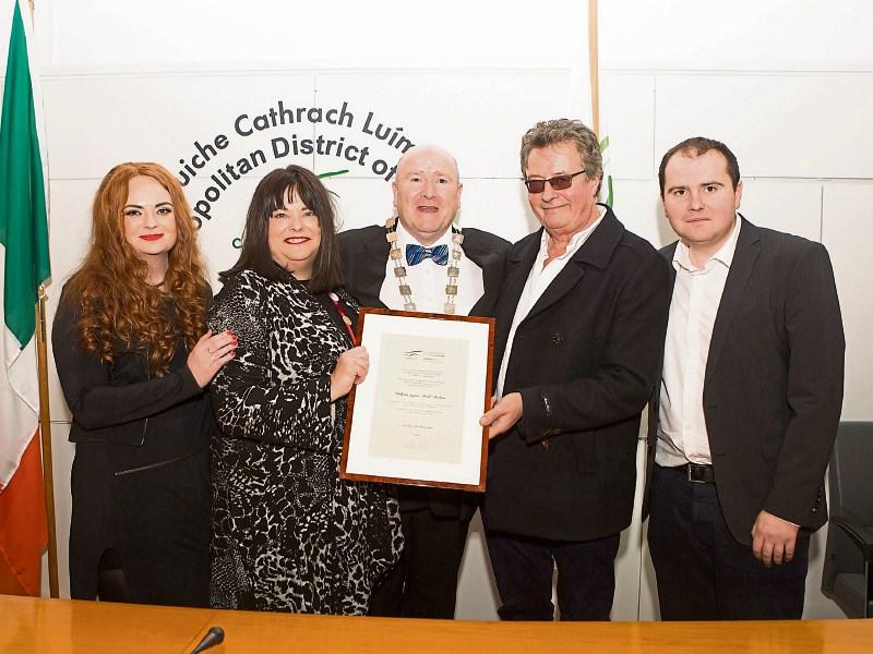 Valerie and Mick Dolan with Metro Mayor Sean Lynch and children Sarah and Neil at the civic reception Picture: Liam Burke