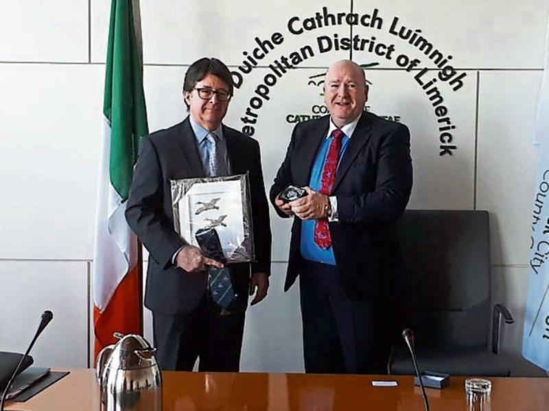 Metropolitan mayor Cllr Sean Lynch with Dean Strang, who achieved global fame while appearing on the Making a Murderer series back in 2015