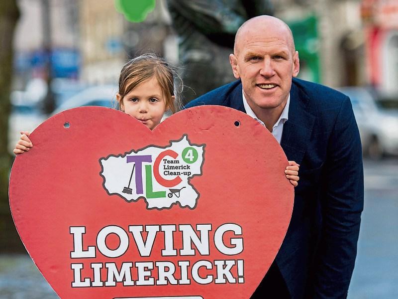 Paul O’Connell and Ella Byrne, 5,  launching TLC4 in Newcastle West