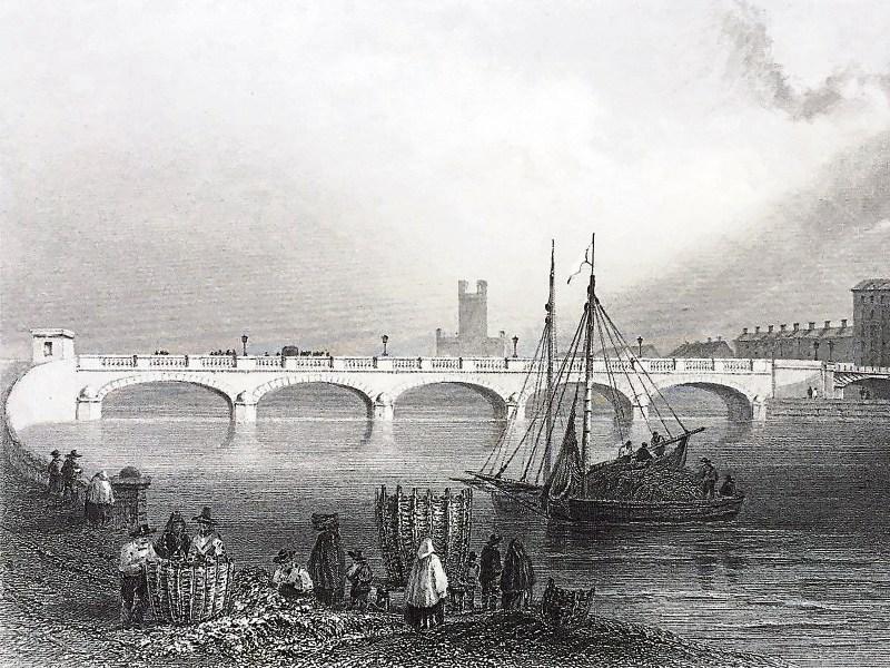 The artist William Bartlett captured a view of Wellesley Bridge, now Sarsfield Bridge, in 1842. This was only seven years after it was opened by the Earl of Mulgrave