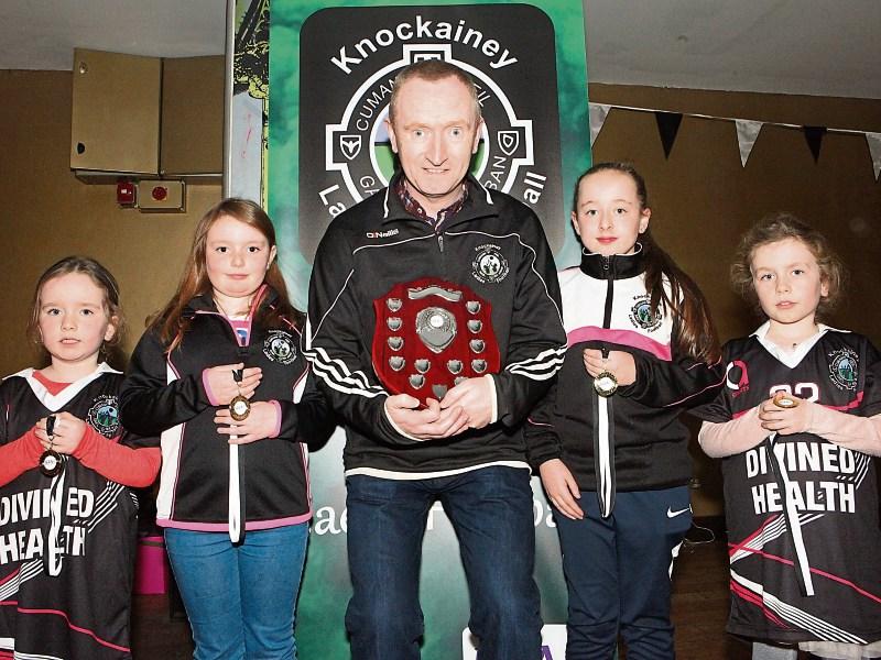 U-8s coach, Liam Murphy with from left, Aifric Murphy, Grace Barry, Emily O'Byrne and Clíona Murphy at the awards night Picture: Dave Gaynor