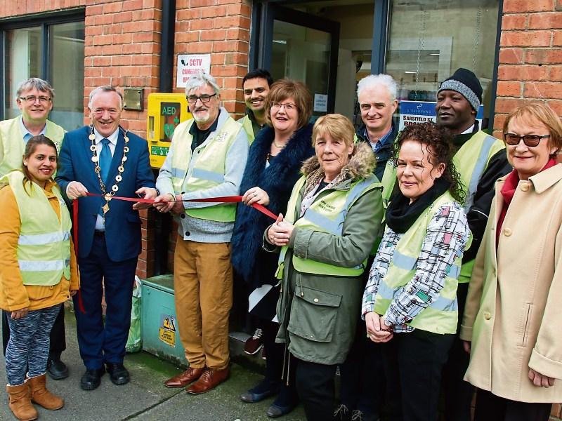 The Mayor of Limerick Stephen Keary at the unveiling of the defibrillator on O'Connell Avenue Picture: Adrian Butler