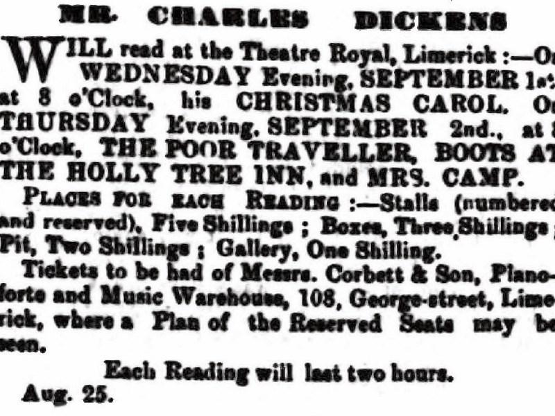 Limerick Chronicle files: Dickens historic visit to Limerick