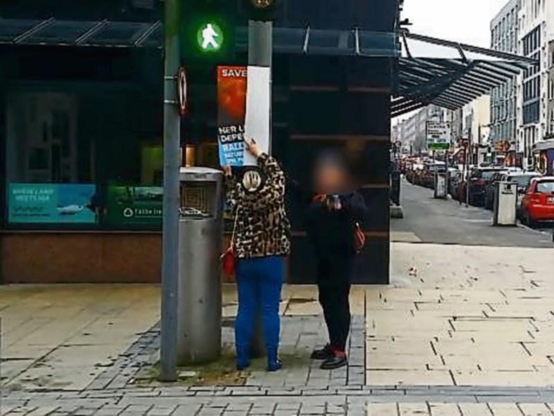 Two women attempt to remove referendum poster in Limerick city