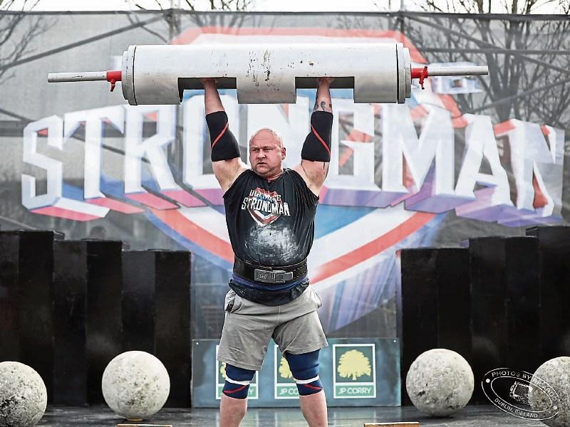 Wow!: Pa O’Dwyer in action at the Ireland’s Strongest Man contest in Bangor for the third year in a row