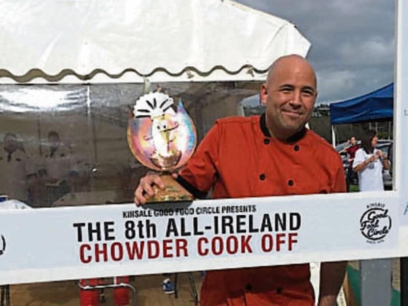 Danny Martinez Doyle with his winning trophy at the All Ireland Chowder Cook Off in Kinsale 