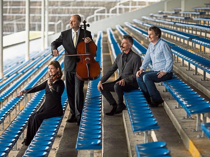 Feile is set to return to Thurles this September: Pictured are Diane Daly and Richard Angell of the Irish Chamber Orchestra with musician Jerry Fish and Tom Dunne Picture: Sean Curtin/True Media