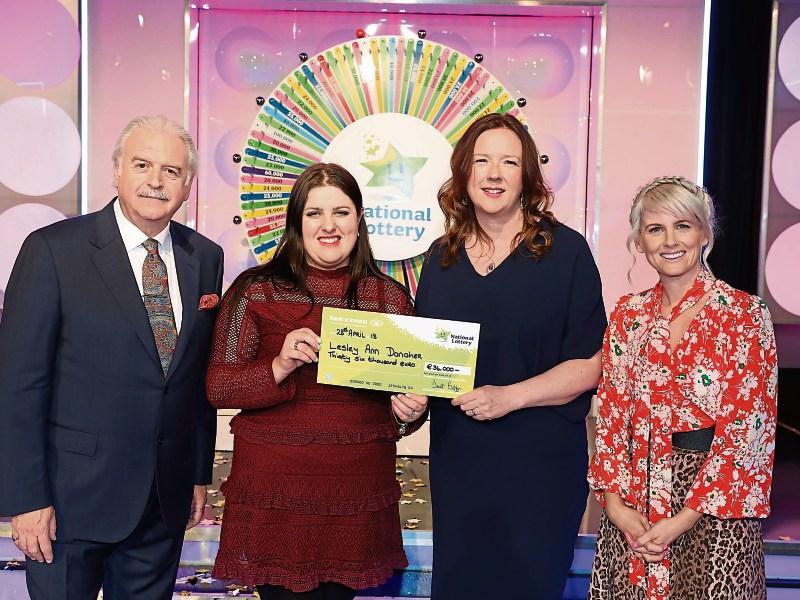 Lesley-Ann Danaher, second left, with Marty Whelan, Jenny Fisher and Sinead Kennedy on Winning Streak Picture: Mac Innes Photography