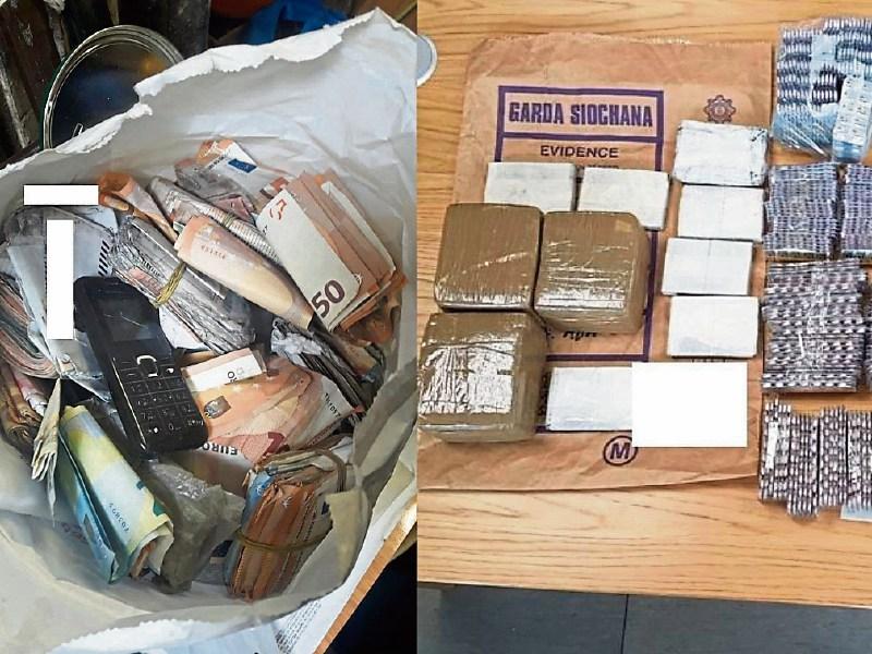 Cash and drugs were seized during the intelligence led operation Picture: An Garda Síochána