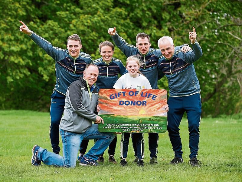 A shining light for organ donation: Tara Madigan and her dad Sean, Castleconnell, with Ireland’s Fittest Family Keith, Dearbháile, Jonathan and Michael Beirne