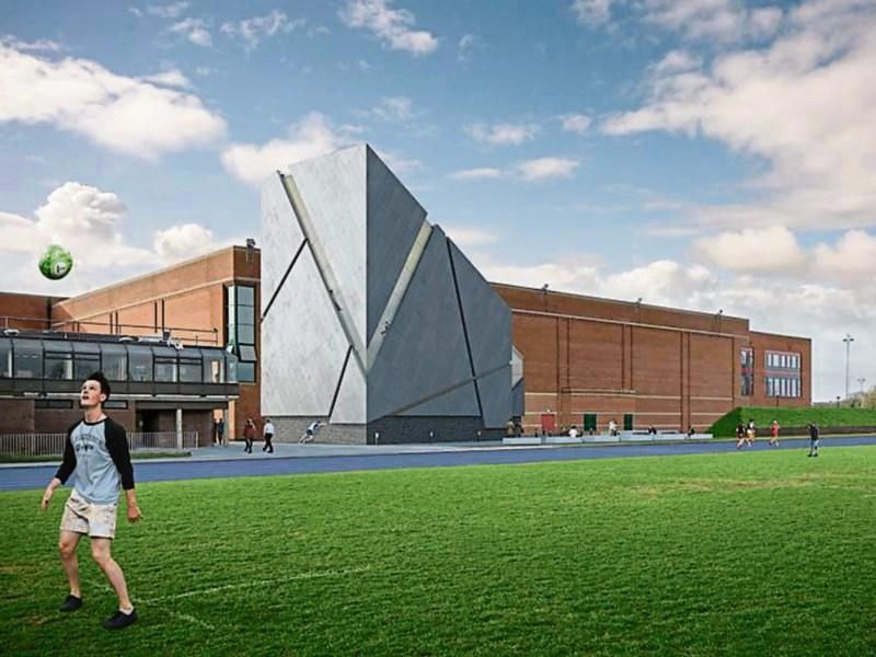 An artists impression of the dedicated climbing wall to be constructed at the University of Limerick. The university has signaled its intention to shortly apply for planning permission