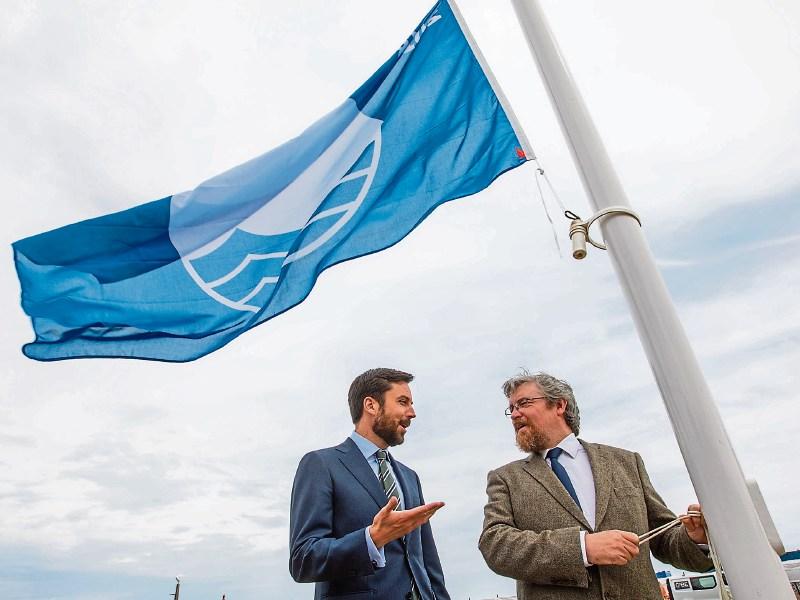 Housing minister Eoghan Murphy with Michael John O'Mahony of An Taisce at the launch of the Blue Flag awards Picture: Naoise Culhane