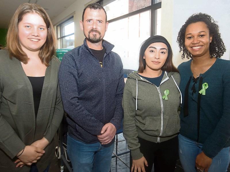 Hannah Kelly, Gary Donnellan, Sarah Cauliaut and Maddie Jha, attending the launch of the Limerick Mental Health Strategy at the Engine Buildings