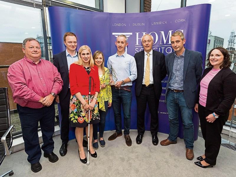 Regeneron, winners of the Large  Company category in the Fittest Company Challenge, part of the Bon Secours Hospital Great Limerick Run, with George Kennedy, Dr Sinead Kane and Robert Bourke