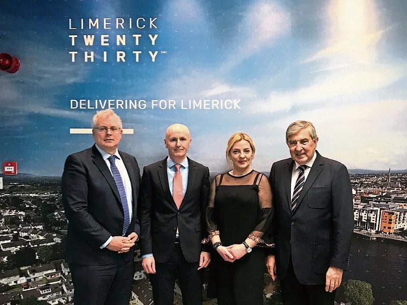 Limerick Twenty Thirty CEO David Conway with Cllr Seamus Browne, MEP Liadh Ní Riada and Denis Brosnan