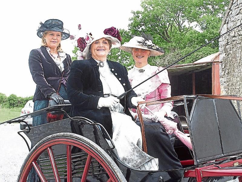 Eleanor and Katherine Bennett with Jackie Steele travel in style during a previous Bloomsday in Bruff Picture Michael Cowhey