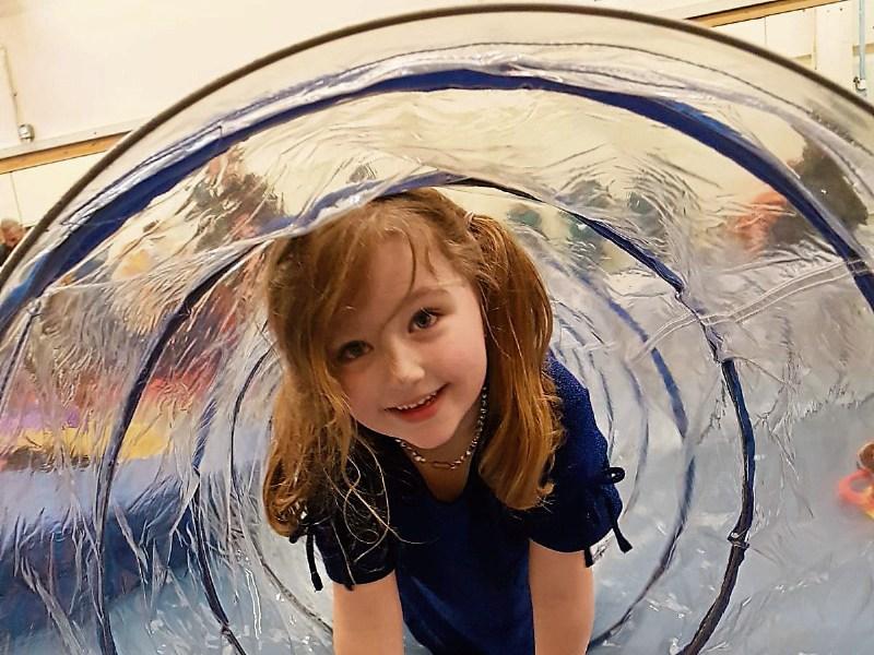 Willow Pierce from Limerick using a sensory-friendly tunnel which will be part of the family day attractions on Sunday