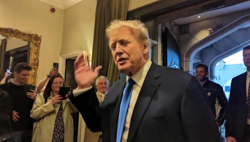 Former US president Donald Trump arriving  at Trump International in Doonbeg