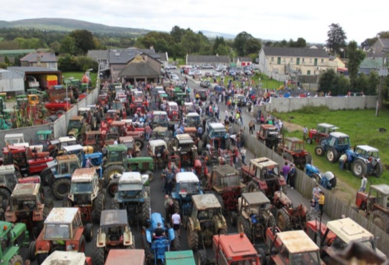 Photographer Wille Carey certainly has a head for heights as his photo shows the range of tractors at the start of the Murroe vintage run