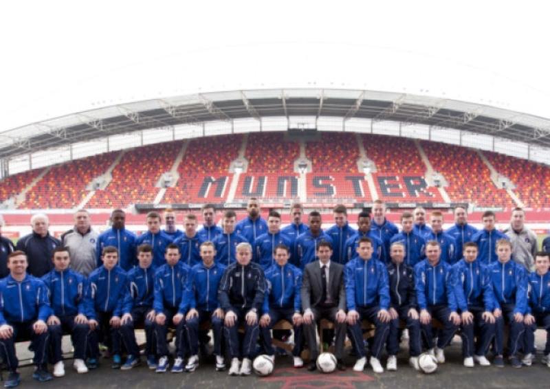 The Limerick FC squad in Thomond Park ahead of the new season