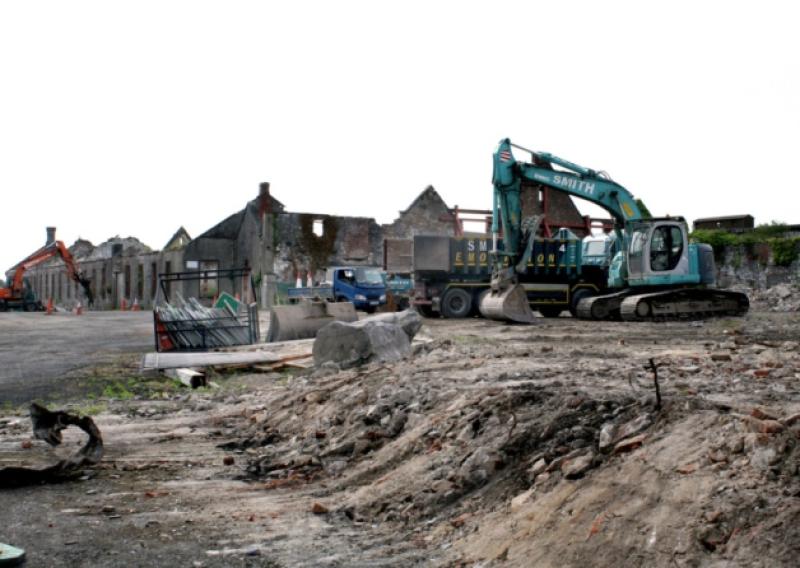 Work to prepare the site of the former Tait clothing factory is set to continue until early next week. Picture: Adrian Butler