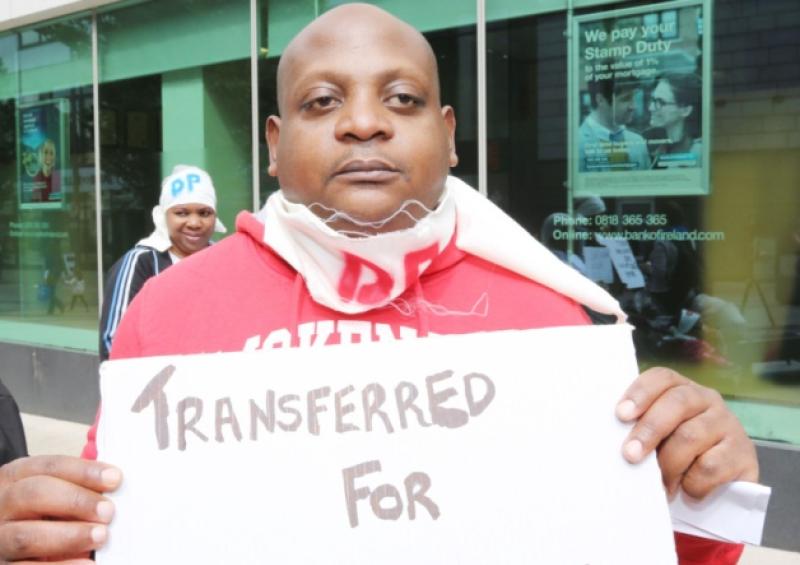 Punished for speaking out: Jonathan Muhwezi at a protest at the direct provision last year