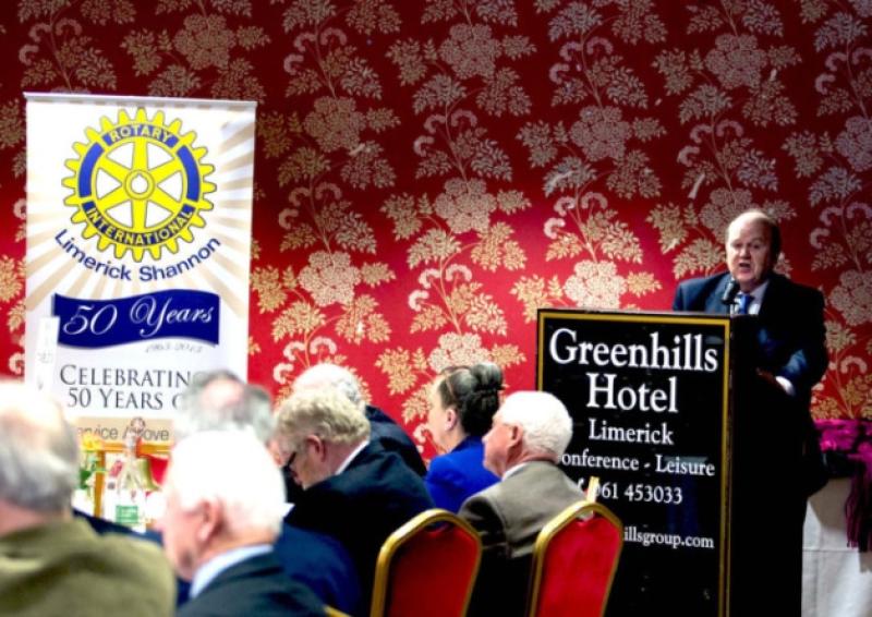 Minister for Finance Michael Noonan addresses Limerick-Shannon Rotary Club on the plans for the city at the Greenhills Hotel. Picture: Keith Wiseman