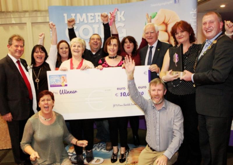 Members of Castleconnell Tidy Towns celebrate winning the Limerick Going for Gold competition [Picture: Dave Gaynor]