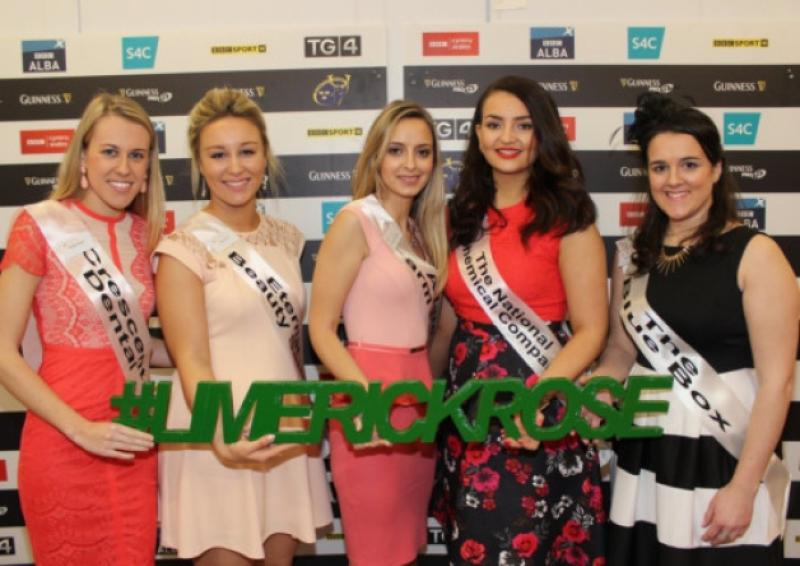 Michelle Quirke, Shauna Doran, Muireann O'Connor, Christina Stackpool, Cliodhna de Paor at the Limerick Rose selection 2015 tour to Thomond Park last week. The event takes place over two nights this weekend.