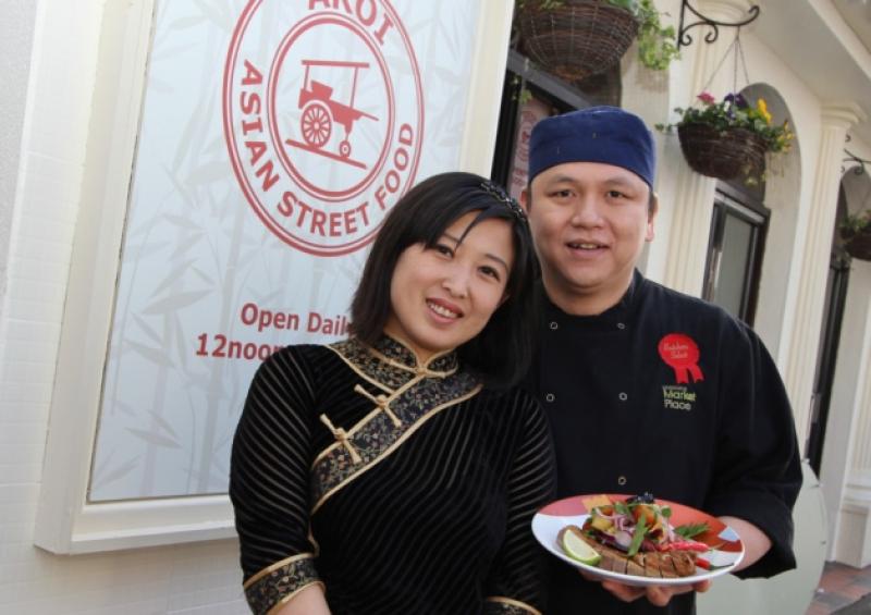 Eddie Ong Chok Fong and his wife Jenny at their new restaurant Aroi, at No.1 O'Connell Street