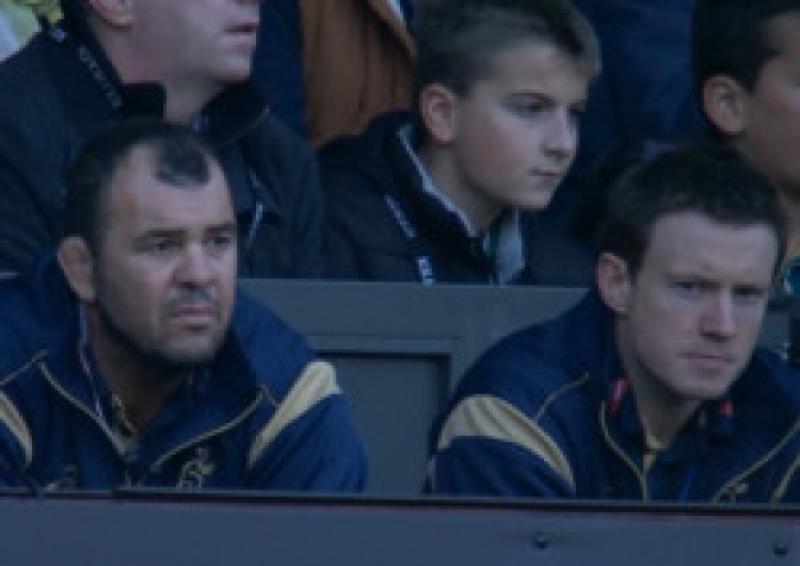 Cathal Garvey (right) with Australian head coach Michael Cheika