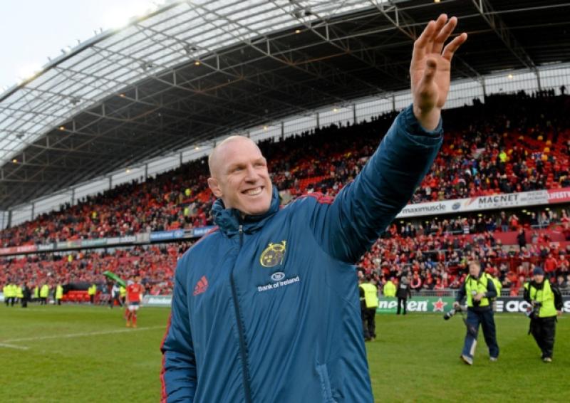 Munster's Paul O'Connell acknowledges supporters after victory over Edinburgh in Thomond Park. Picture: Diarmuid Greene / SPORTSFILE