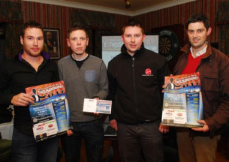 Thomas Moloney, Joseph wheeler, and Cathal Madden and Kieran Madden launching the Knockainey GAA 'Who wants to be a Thousandaire' which will take place at Bulgaden Castle on March 7, next.
