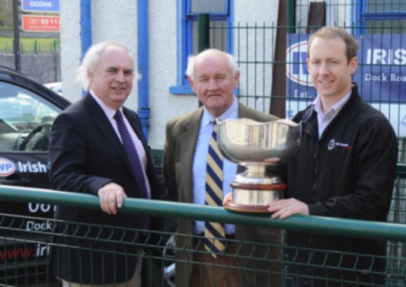 Sponsor Paddy Mulvihill, Irish Wire Products, Limerick Football chairman Sean McAuliffe and Dromcollogher-Broadford's Micheal Reidy at the launch of the Limerick senior football championship