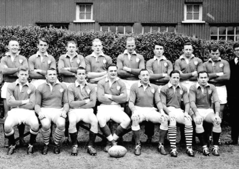 The Leinster team that played Munster in 1962. Niall Brophy is second from the left in the back row while Bill Mulcahy from Rathkeale is centre of the front row